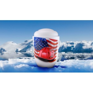 Hand Painted Biodegradable Cremation Ashes Funeral Urn / Casket - American Firefighter